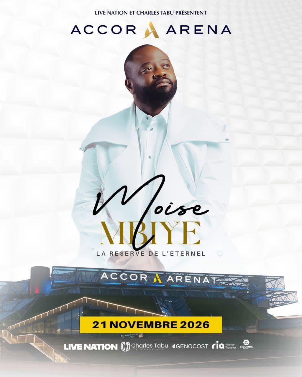 Affiche officielle de Moïse Mbiye à ACCOR ARENA de Paris le 21 novembre 2026